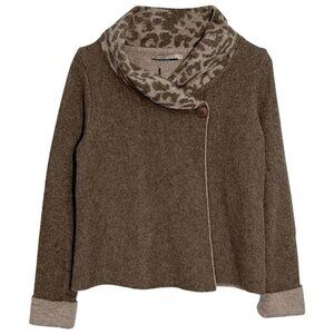 Chiaramente Cream Oatmeal Wool Blend Cape Poncho Jacket Italy Women's Size Large